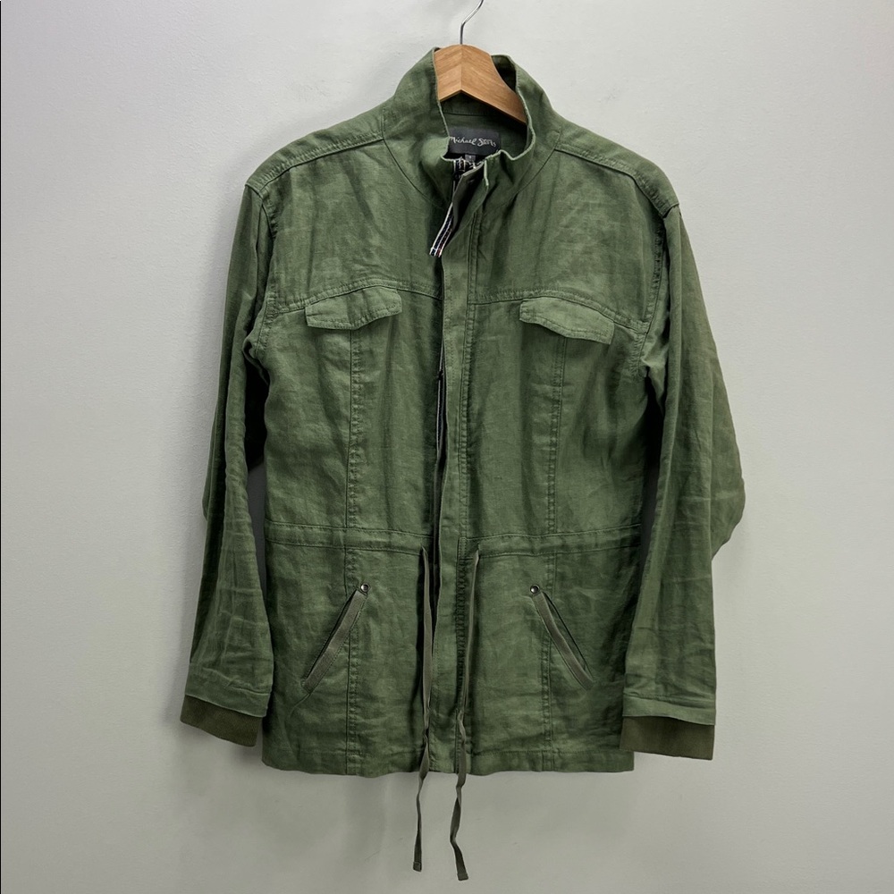 Michael Stars Linen Utility Jacket Green Lightweight Spring Fall Womens Small